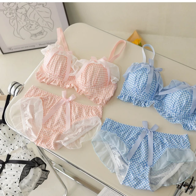 Japan Fashion Ruffle Ribbon Cute Bra Set Lingerie Sleepwear