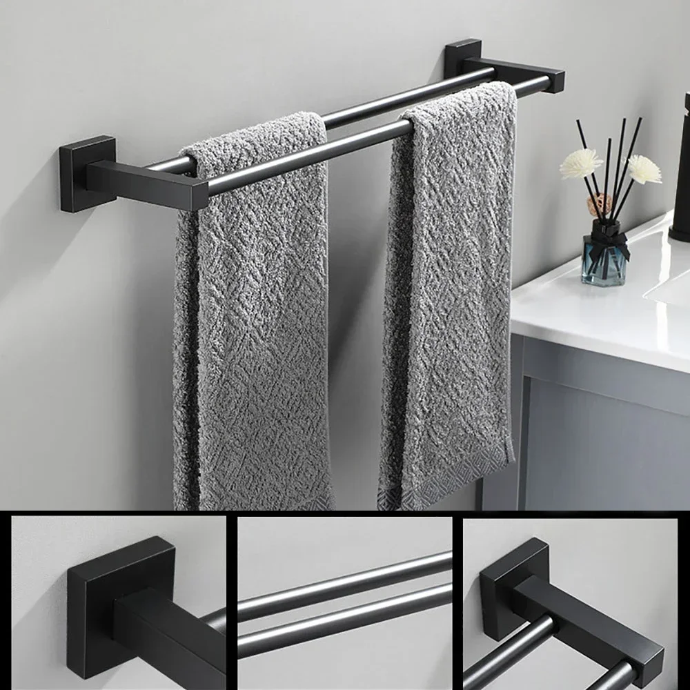 T-Shape Freestanding Hand Towel Holder – Matte Black Stainless Steel, Minimalist, No Drill Needed