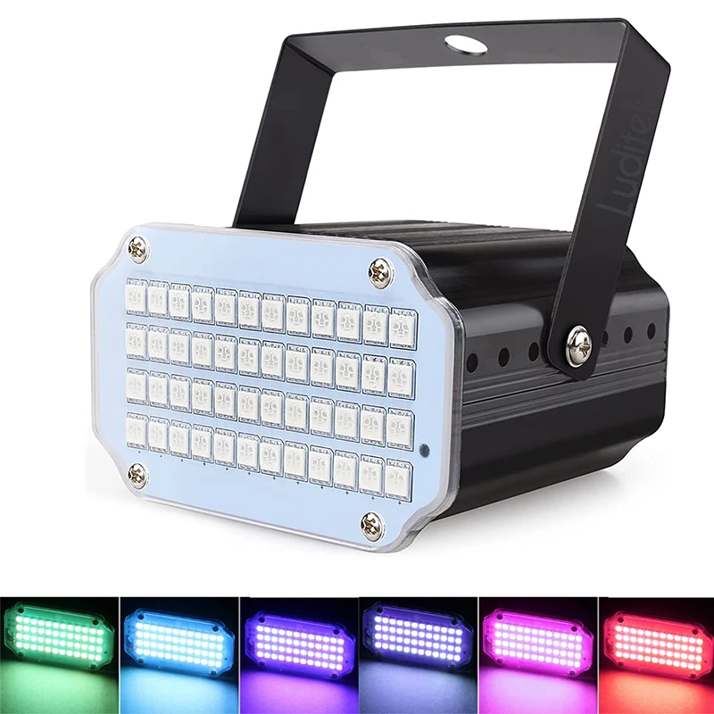 Miniluz LED estroboscópica fiesta, iluminación colores activada por sonido para Dj, lámpara estroboscópica para discoteca RBG, 7 colores, luz para Halloween| | AliExpress