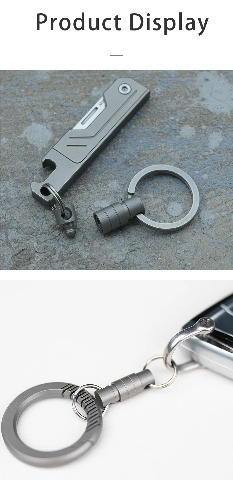 MINI Titanium Alloy Rotating Ring Buckle Keychain Waist Belt Buckle Spring Locking Keyring Outdoor Tool EDC Tool