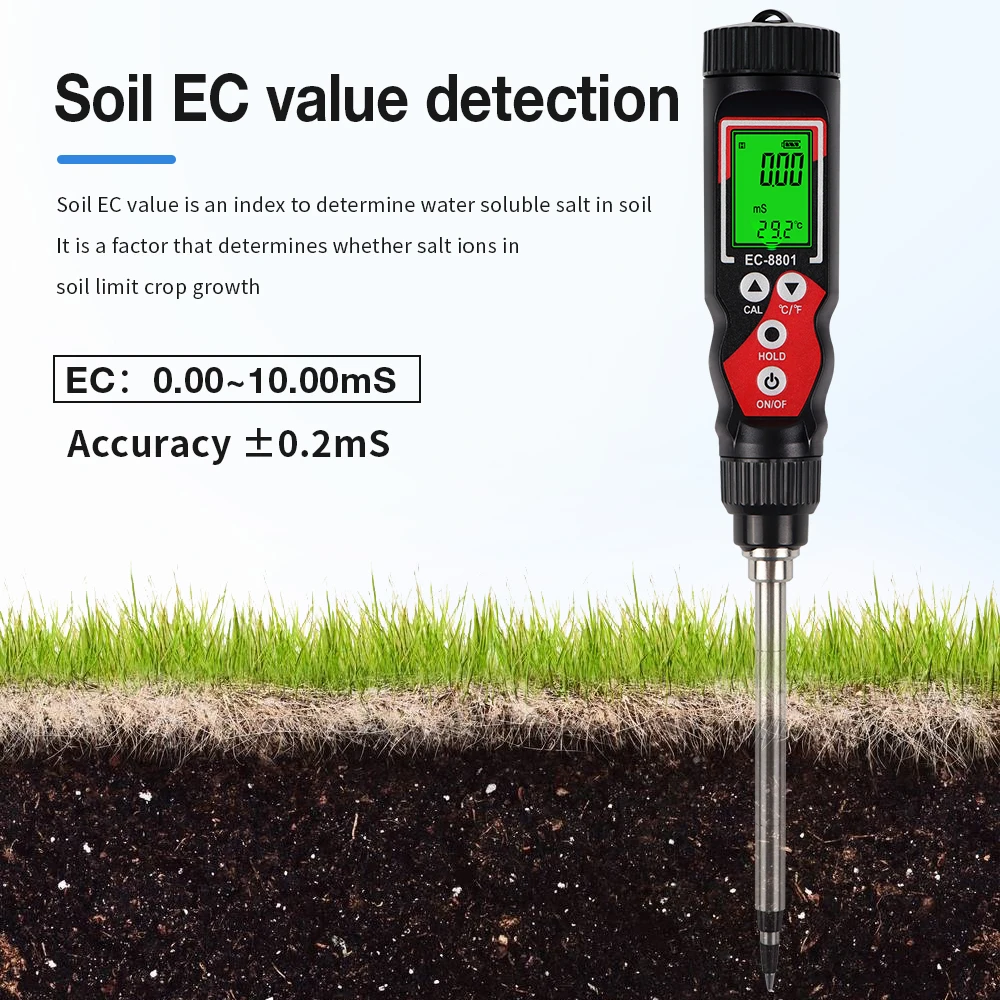 EC Digital Soil Descriptor for Garden, Plants, to EC 10.00 MS/cm and Garden