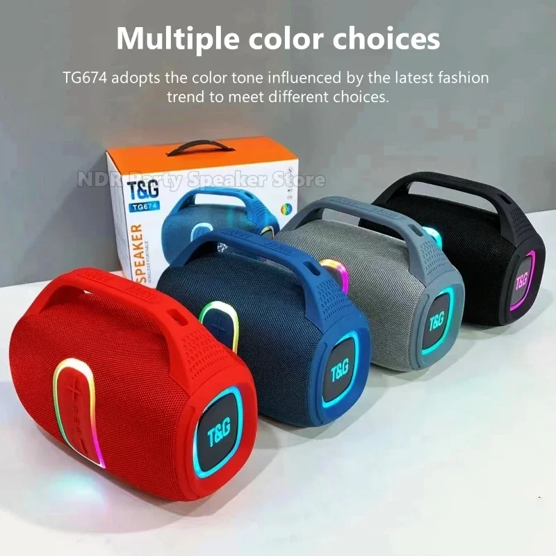 TG674 Wireless Portable Waterproof Fabric BT Speakers Stereo Bass Woofer Sound HIFI Music Multicolor Outdoor Speaker FM Radio 6