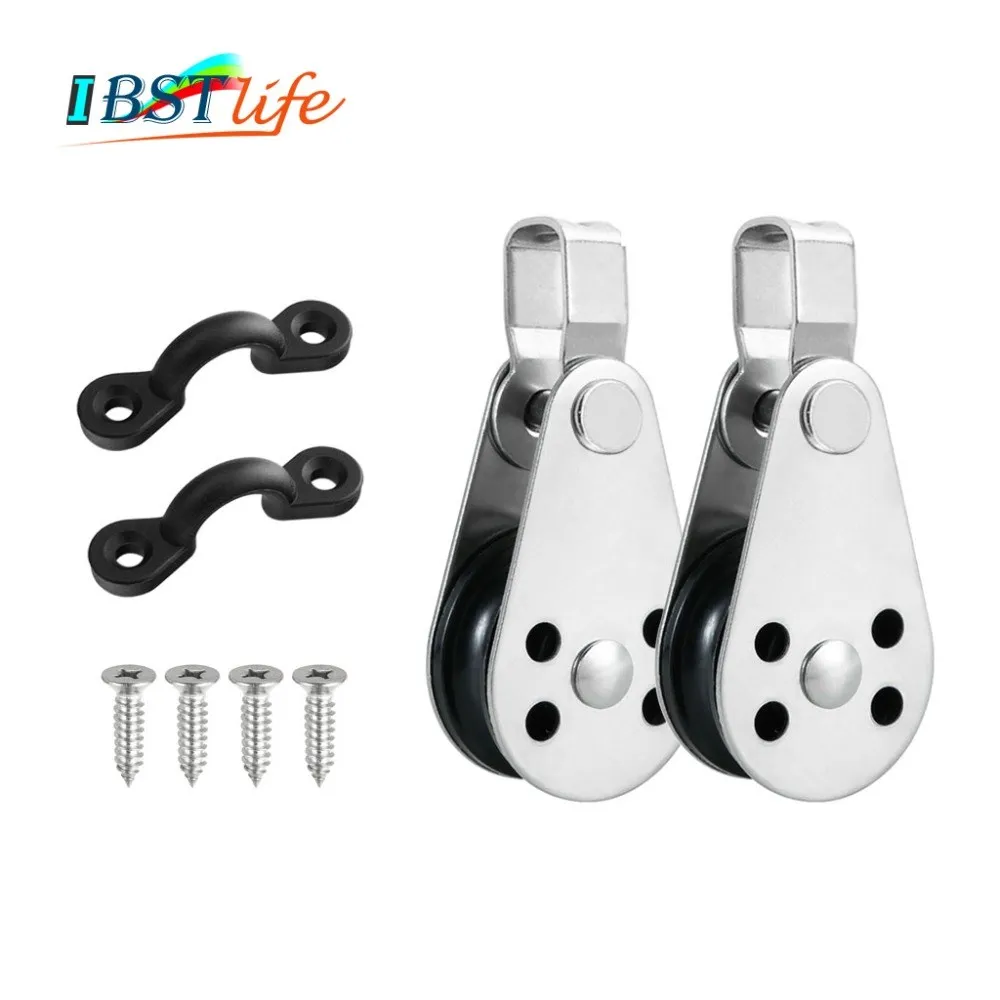 

IBST LIFE Kayak Canoe Anchor Trolley Kit 2 Stainless Steel Pulleys Blocks 2 Nylon Pad Eyes Boat Kayak Accessories