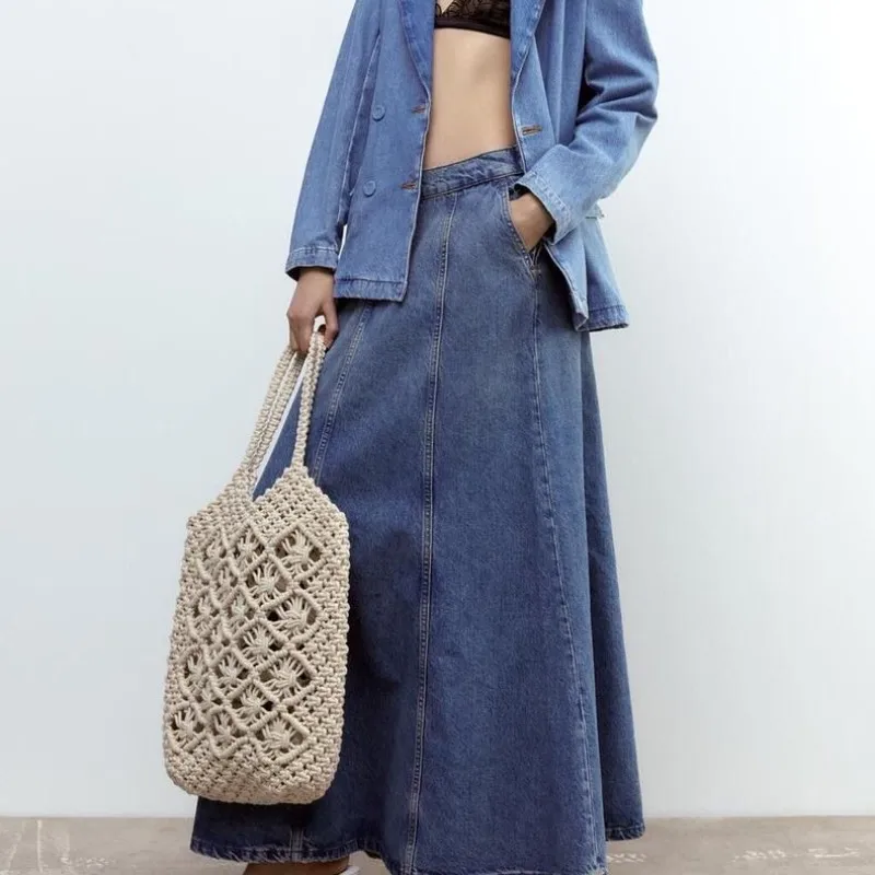 New Fashion Cotton Rope Woven Bag Women High-Quality Simple Hollow Handmade Tied Straw Handbags Summer Beach Casual Vacation