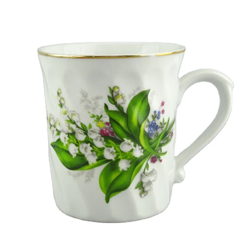 

White Blank Ceramic 17 oz Custom Ceramic Fox Mug Porcelain Coffee Mug With Gold Rim