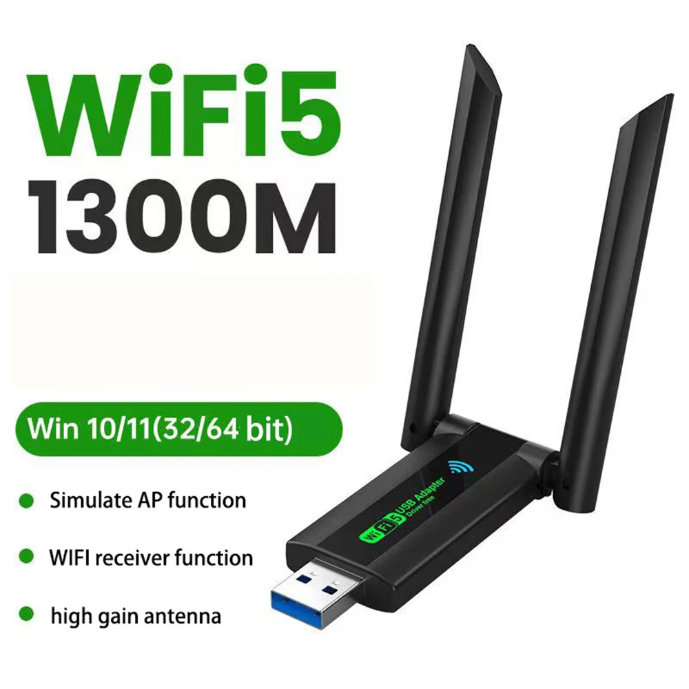 1200Mbps RTL8812 USB3.0 와이파이 LAN 어댑터 동글 듀얼 밴드 802.11ac 안테나 포함