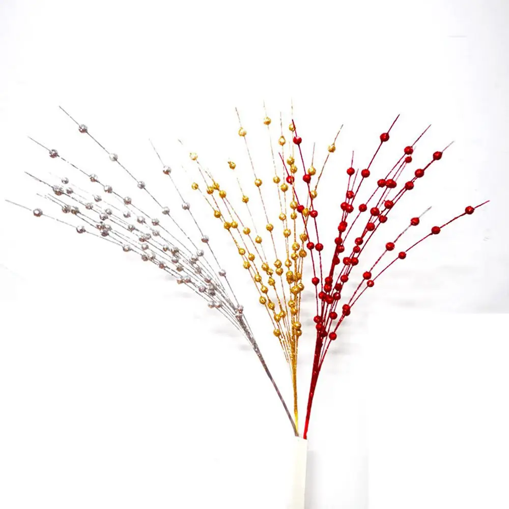 

Glitter Wedding Home Decoration Simulation Powder Berries Christmas Decoration Artificial Flower Artificial Glitter Berry Stem