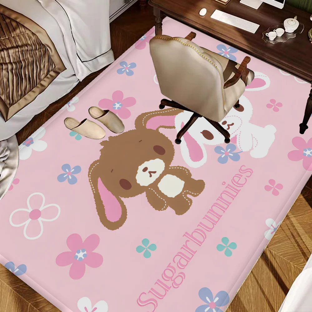 S_sugarbunnies Anime Kawaii 입구 문 매트 빨 수있는 미끄럼 방지 거실 소파 의자 지역 매트 주방 환영 현관 매트