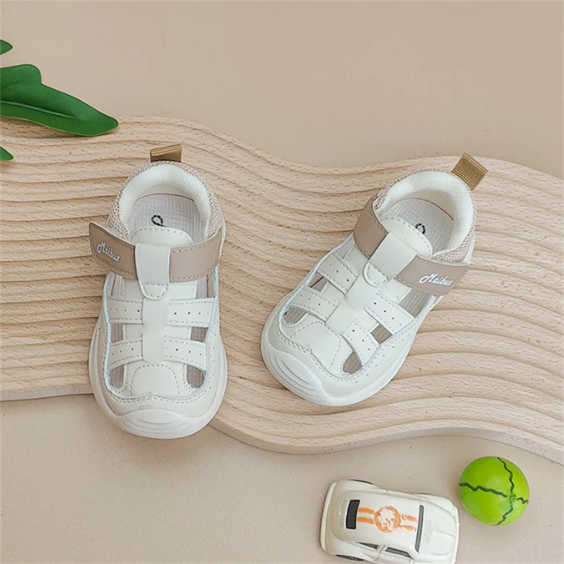 Summer Baby Shoes Leather Cut-outs Soft Sole Boys Sandals Closed Toe Non-slip Fashion Toddler Girls Sandals EU 15-25