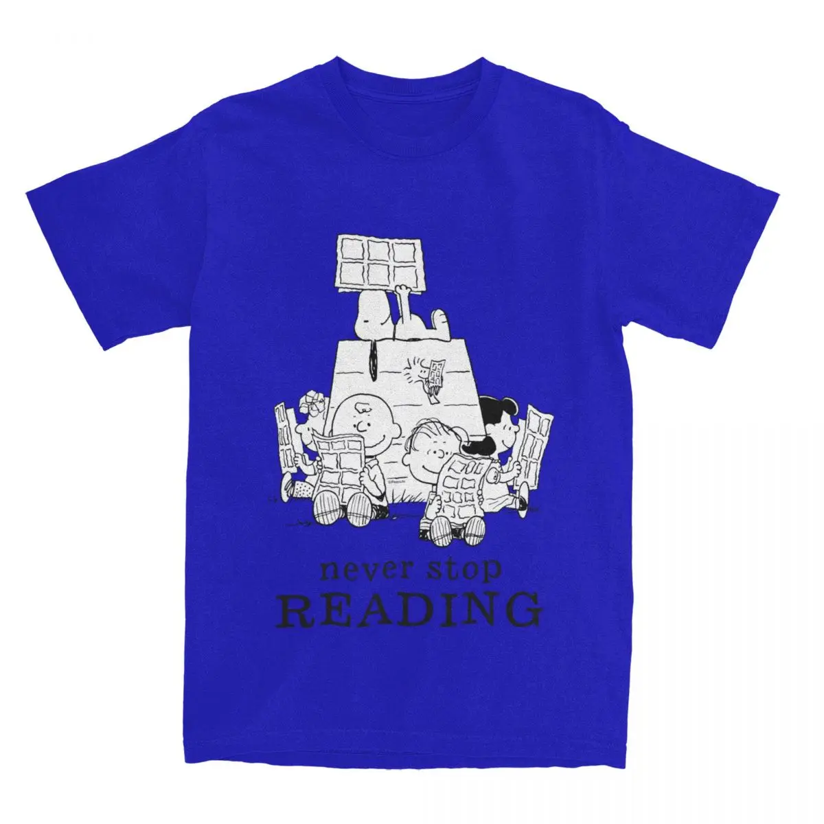thumbnail image 1 of Camisetas de lectura de cómics de Peanuts, accesorios para hombres y mujeres, camisetas novedosas de algodón puro de Snoopy y Charlie Brown, ropa de verano, 1 of 5