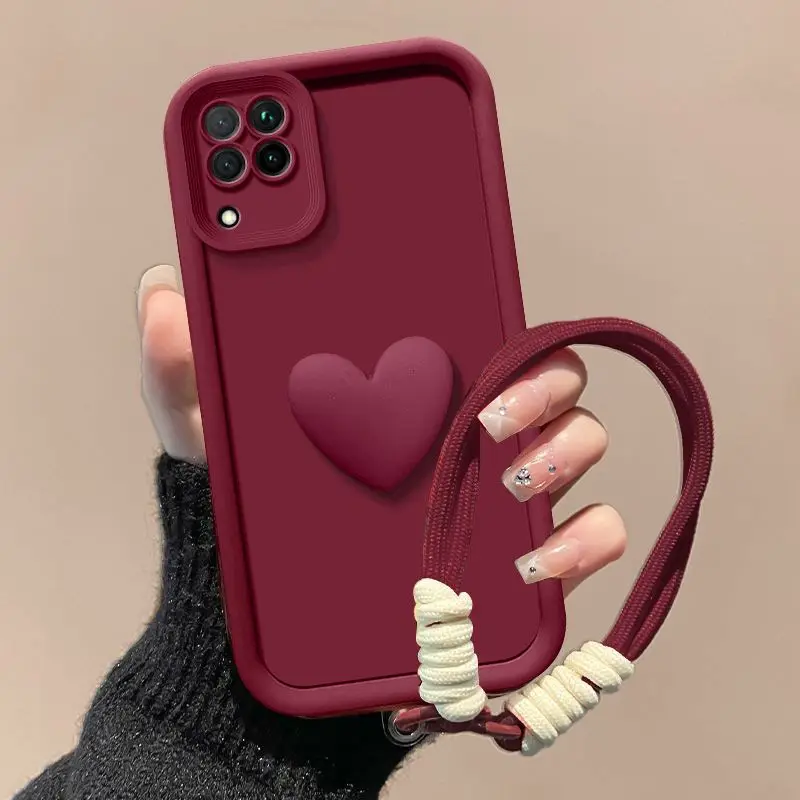 Love Heart Hand Strap Full Package Phone Case Cover