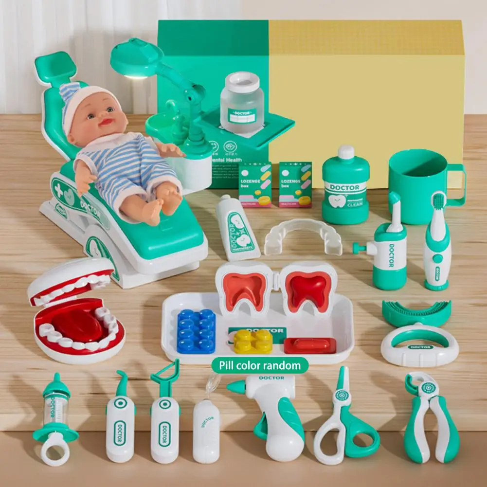 Early Childhood Dental Learning Set Educational Dentist Doctor Playset for Toddlers 2-4 Chair Medical Kit Kids