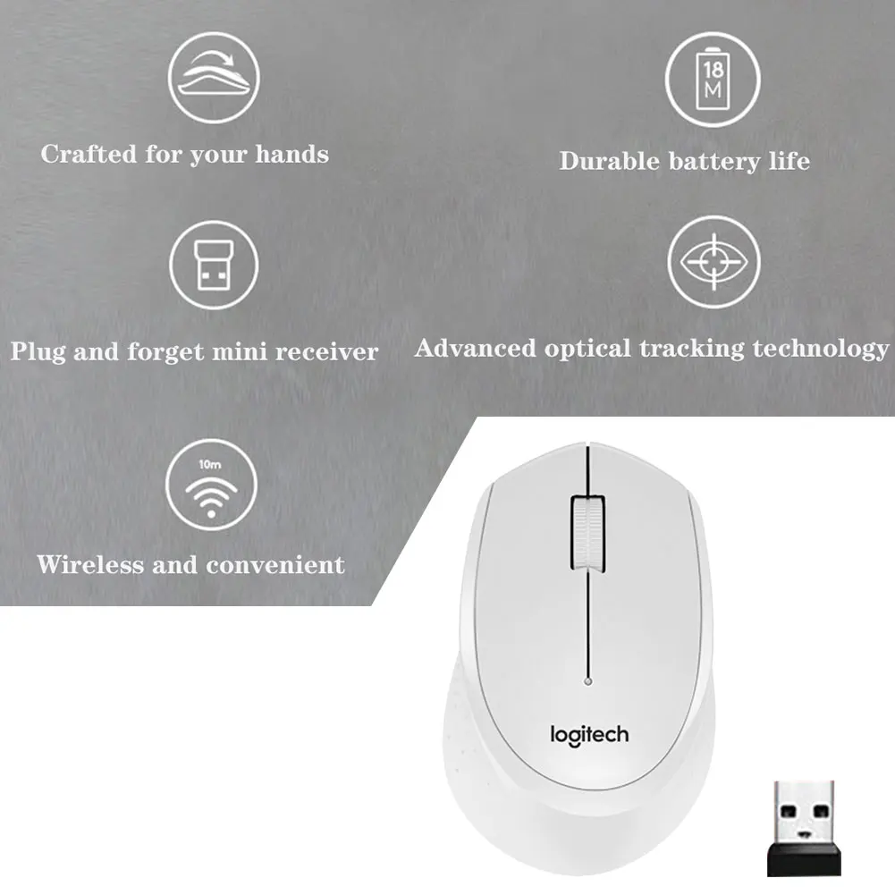 Logitech M330 Wireless Mouse Silent Mouse 1000DPI Silent Optical Mouse 2.4GHz With USB Receiver Mice for Office Home Using PC