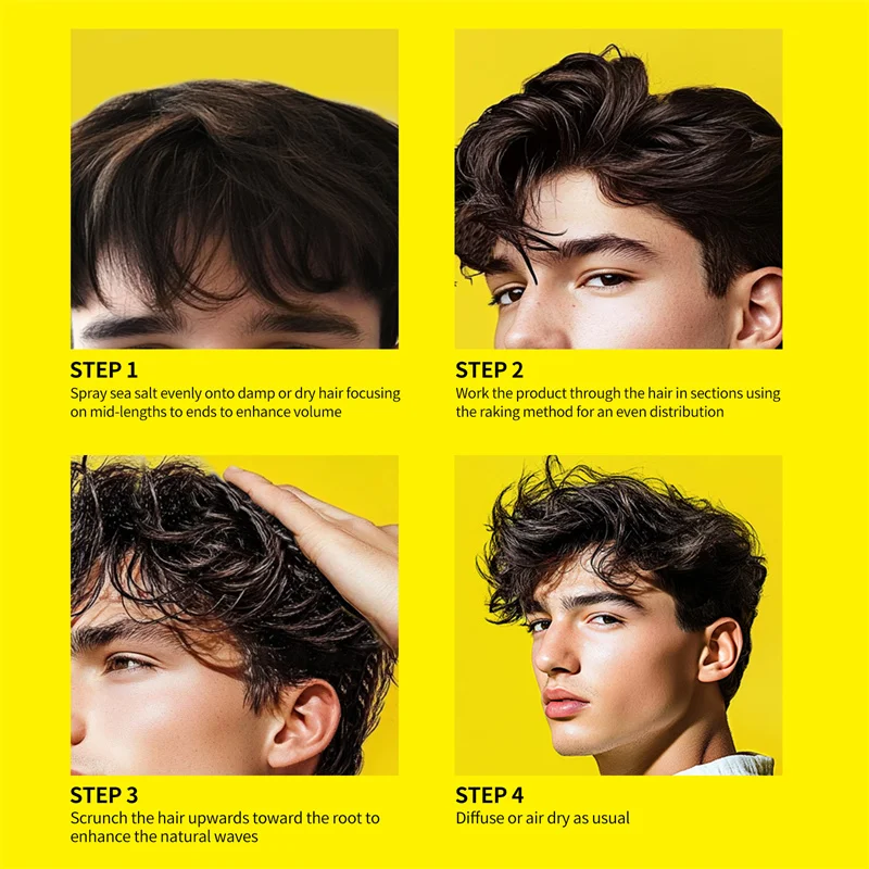 Sea Salt Spray for Men 100ML Lifts Volumizing Spray Dry and Frizzy Hair Treatment Smooth Moisturize Repair Damage Hair Care 6