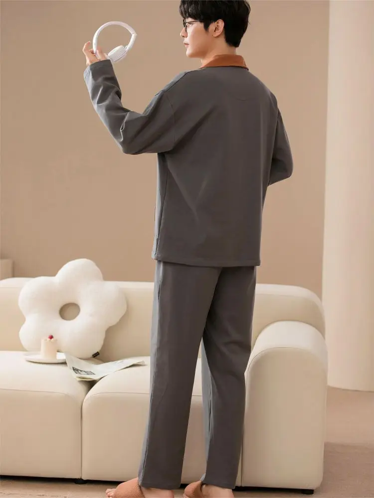 Couple Pajamas Men's Cotton Silk Sleepwear Men Trendyol Thermal Underwear Home Suit Pijama Pojama Man Sleepers Clothing Set