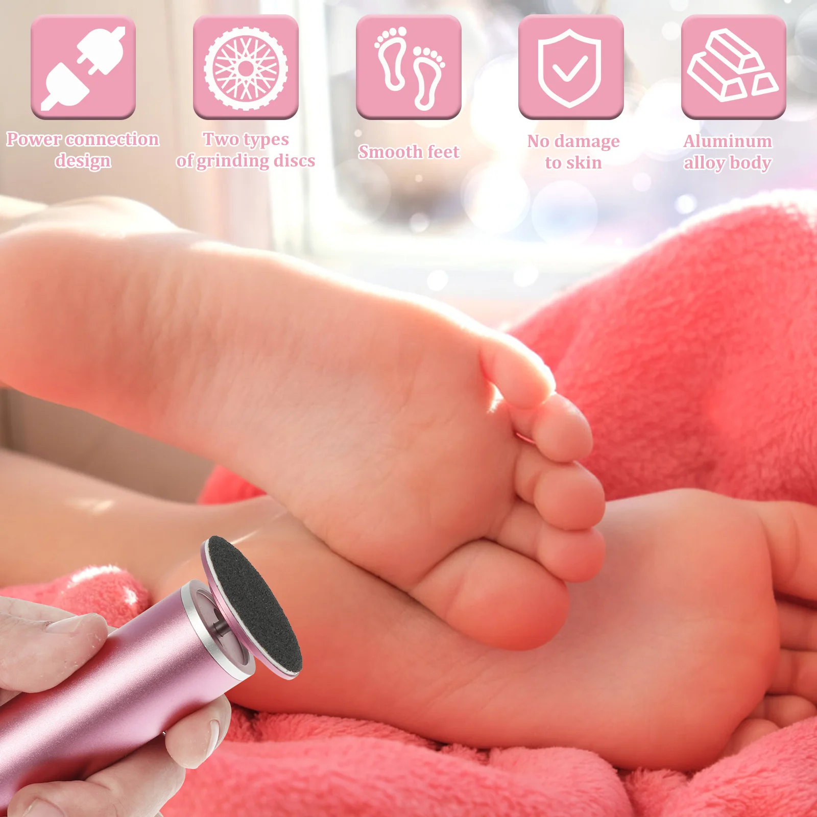 Rechargeable Aluminum Foot File Callus Remover with Adjustable Speed