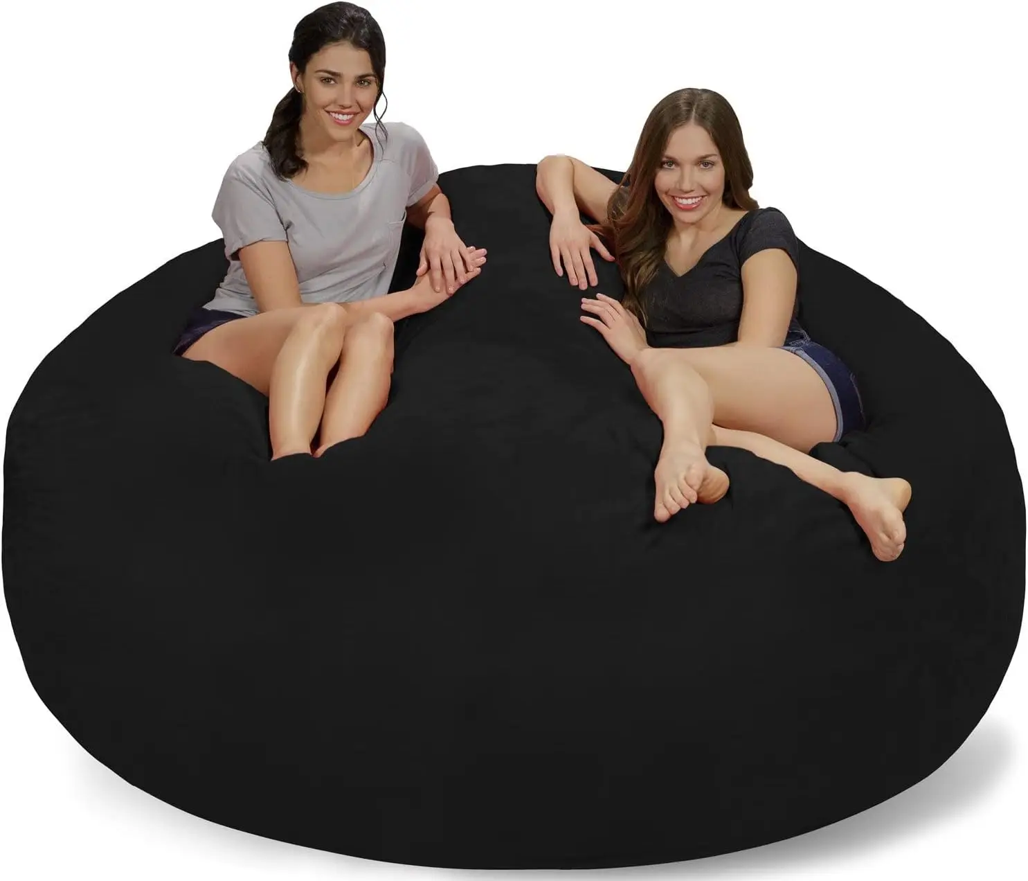Bean Bag Chair: Giant 7' Memory Foam Furniture Bean Bag-Big Sofa with Soft Micro Fiber Cover-Black Micro Suede