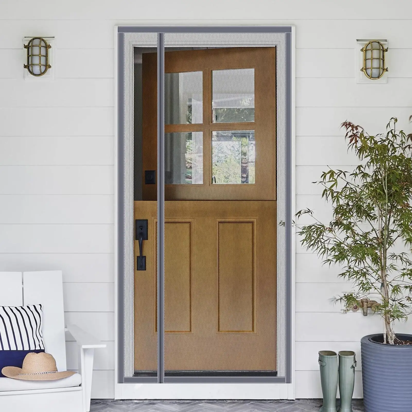 Magnetic Screen Door Side-Opening Breathable Let Breeze In Door Mesh For Outdoor Patio Home Doorway Porch Apartment Balcony