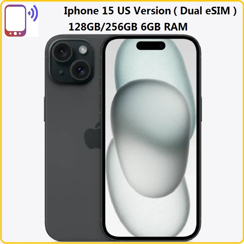 Original Iphone 15 6+128GB/256GB 6.1-Inch Super Retina XDR Display A16 Bionic chip Dual ESIM NFC Smart phone US Version