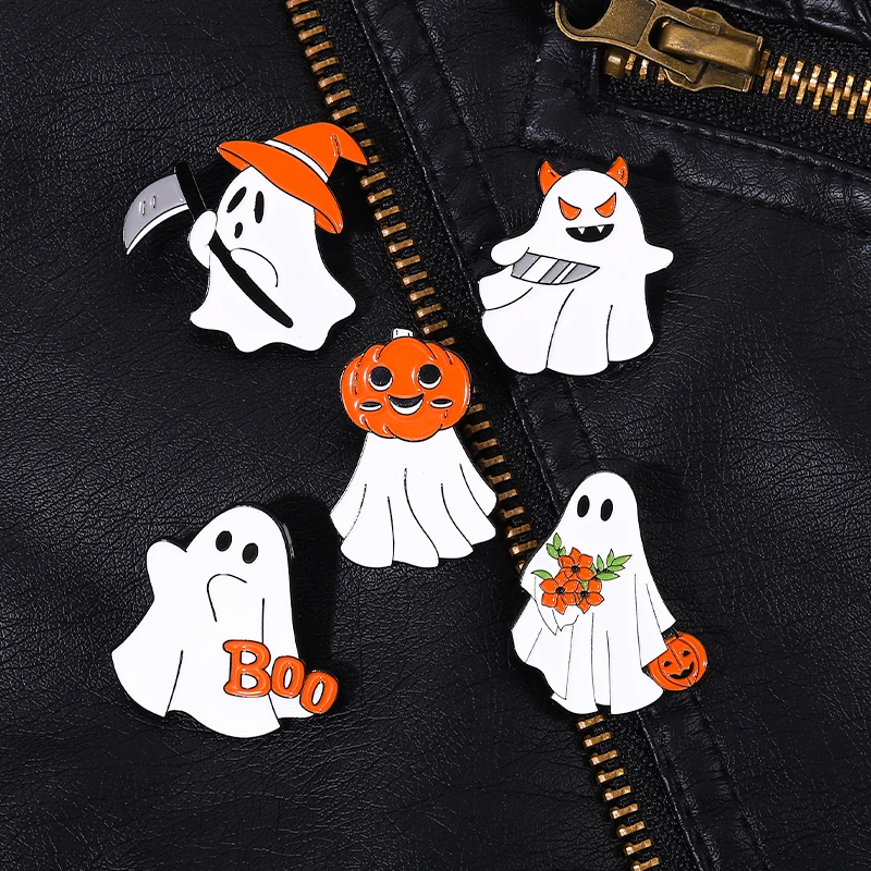 Halloween Horror Fantasma Rosto Gritando Crânio Emblemas Esmalte Pinos  Broche Medalhão para Roupas Lapela Pinos Mochila