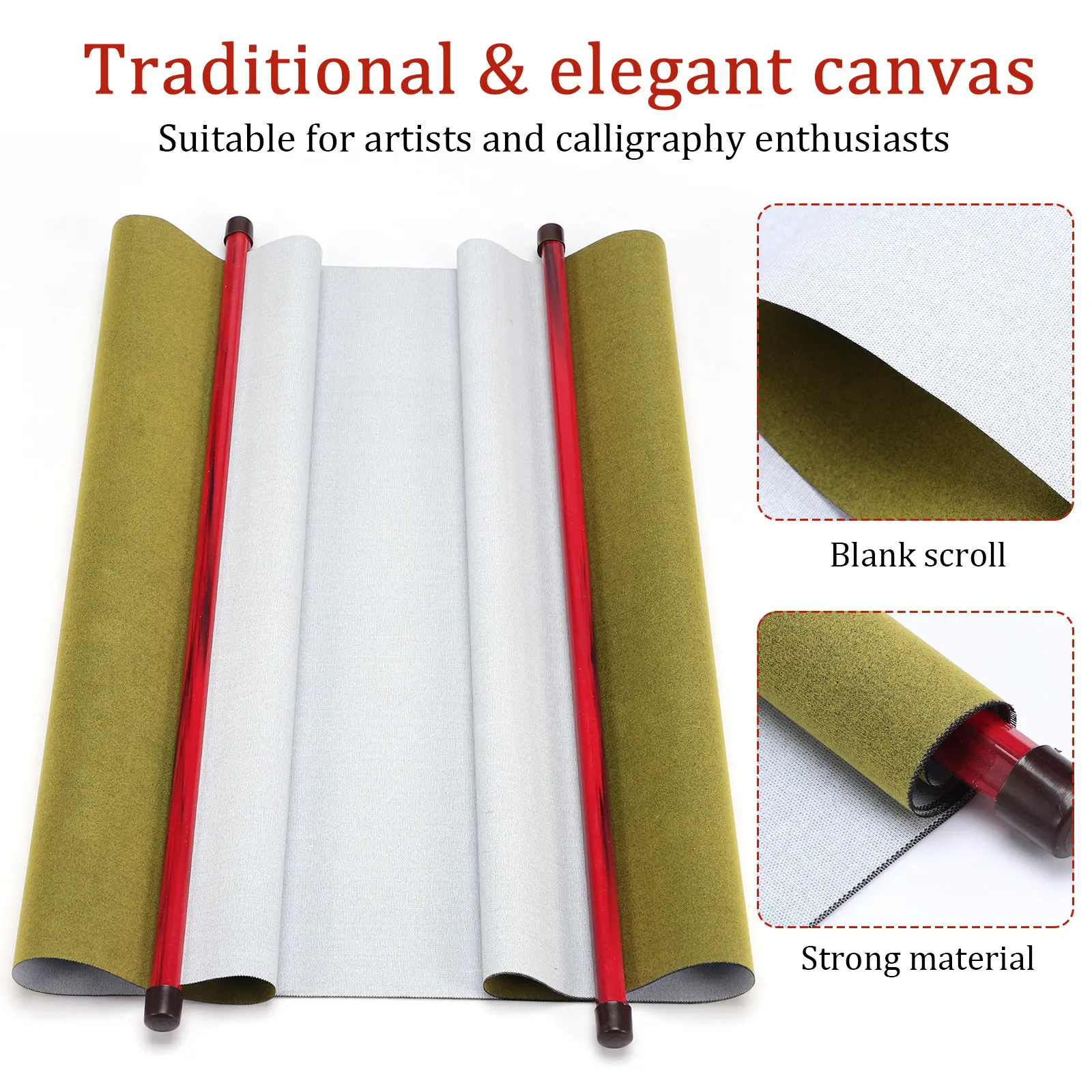 빈 서예 스크롤 종이 중국 예술을 위한 물 쓰기 연습용 천 재사용 가능한 벽걸이 스크롤 경량 휴대용