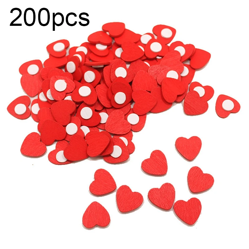 200Pcs Wooden Heart Stickers Room Decor Stickers Heart Shape Self Adhesive For Weeding Valentine's Day