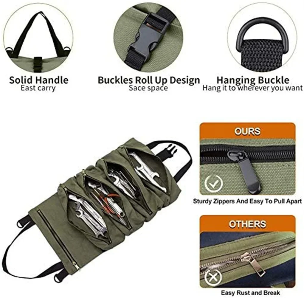 

Carrier Tool Hanging Working Pouch Up Wrench Zipper Tote Roll Multi-purpose Bag