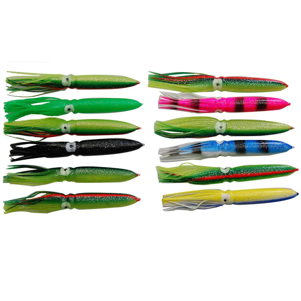 Lot de 20 jupes souples en forme de calamar de 18 cm pour pêche à la traîne en forme de pieuvre