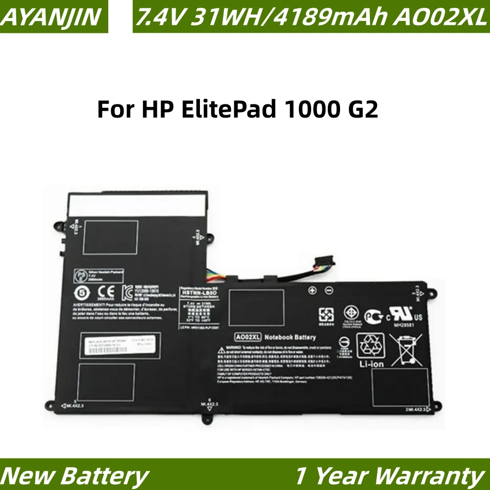 

AO02XL 7.4V 31WH Battery for HP ElitePad 1000 G2 HSTNN-LB5O HSTNN-C78C HSTNN-IB5Q 728250-1C1 728558-005 728250-421 A002XL