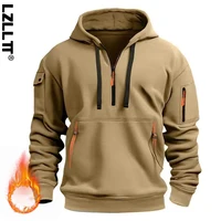 Spring Men Sport Casual Hoodie Sweatshirts Mens Multi Pockets Tops Pullover Hoodie Male Autumn Loose Zipper Brand Outdoor Hoodie 1