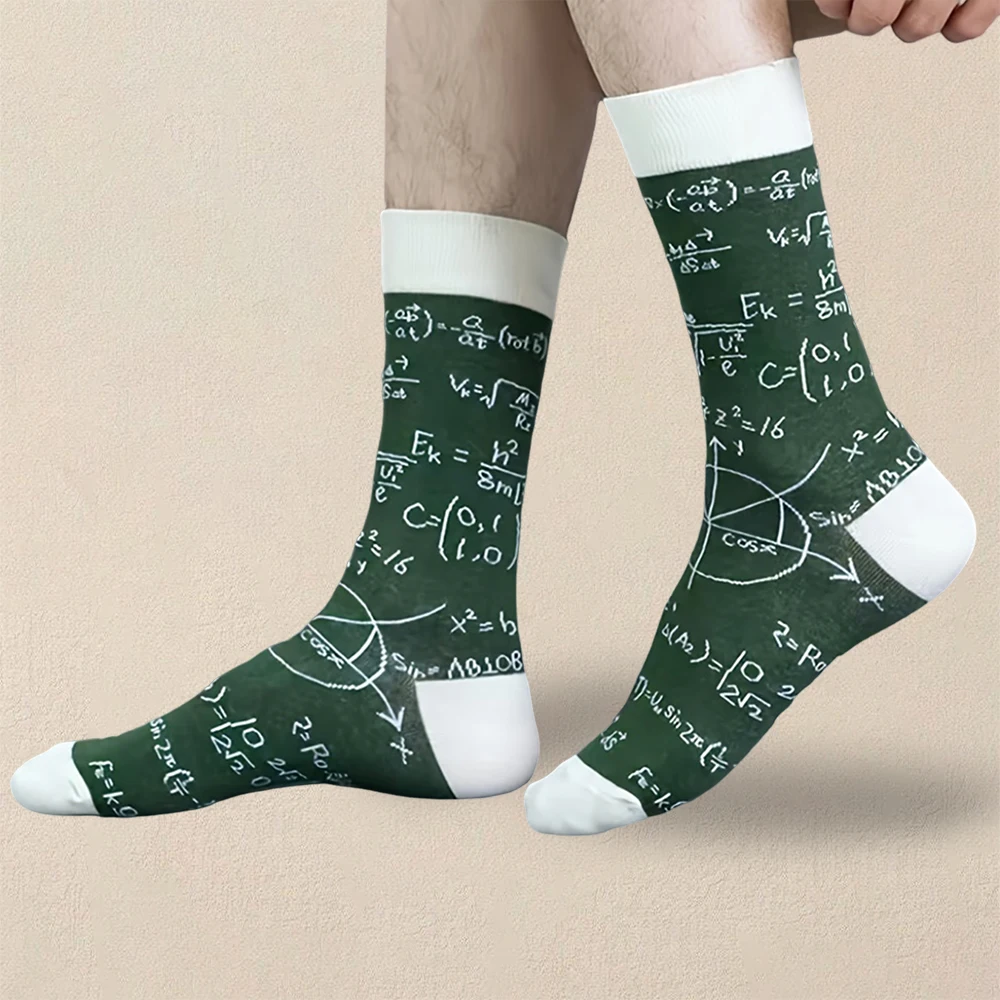 Men Geometric Pattern Socks 1/10 Pair Mid Length Antibacterial Comfortable Lightweight Breathable
