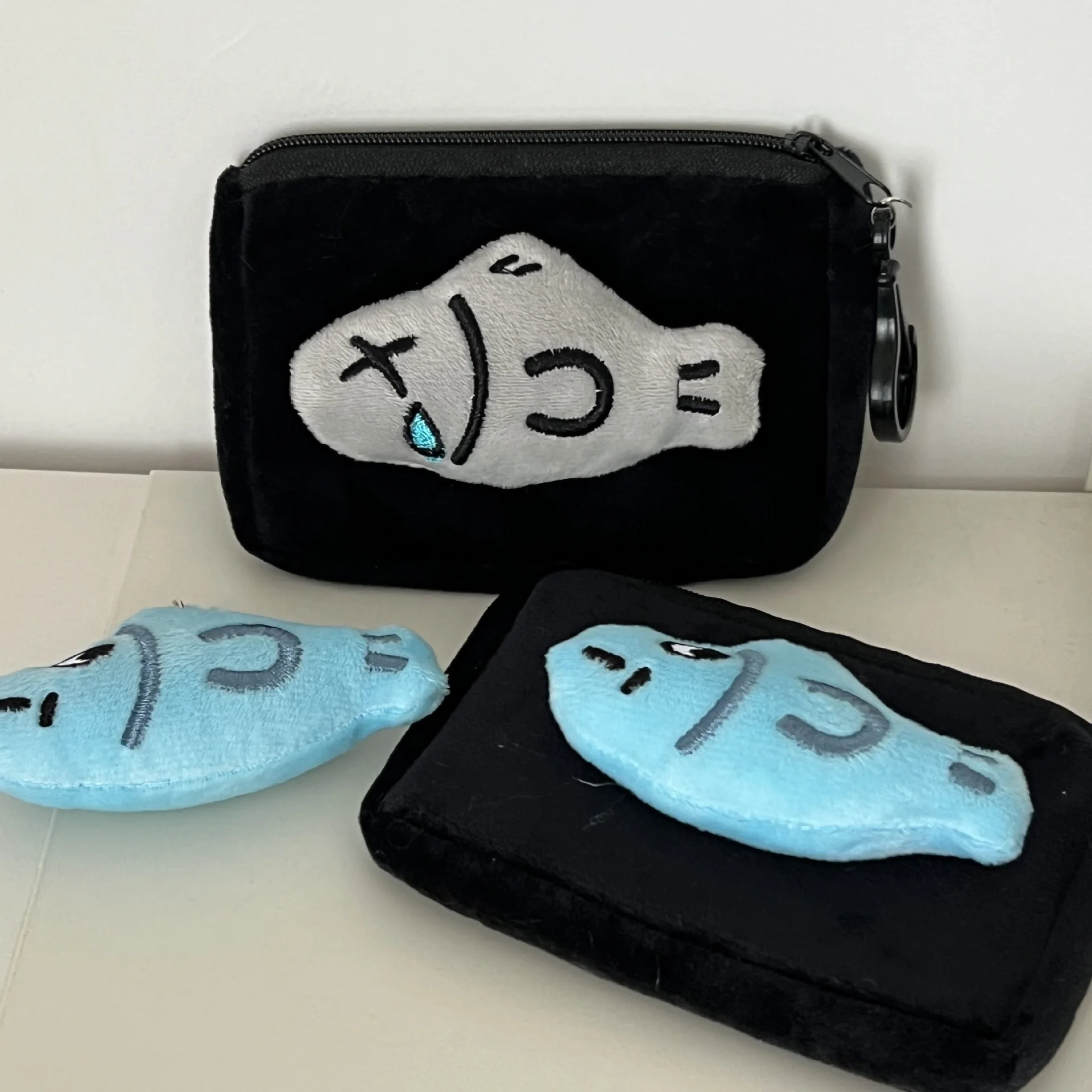 Cartoon Fish Coin Purse Creative Plush Pendant Keychain Mini Zipper Storage Bag Wallet Cute Fashion Earphone Pouch Ornament Gift