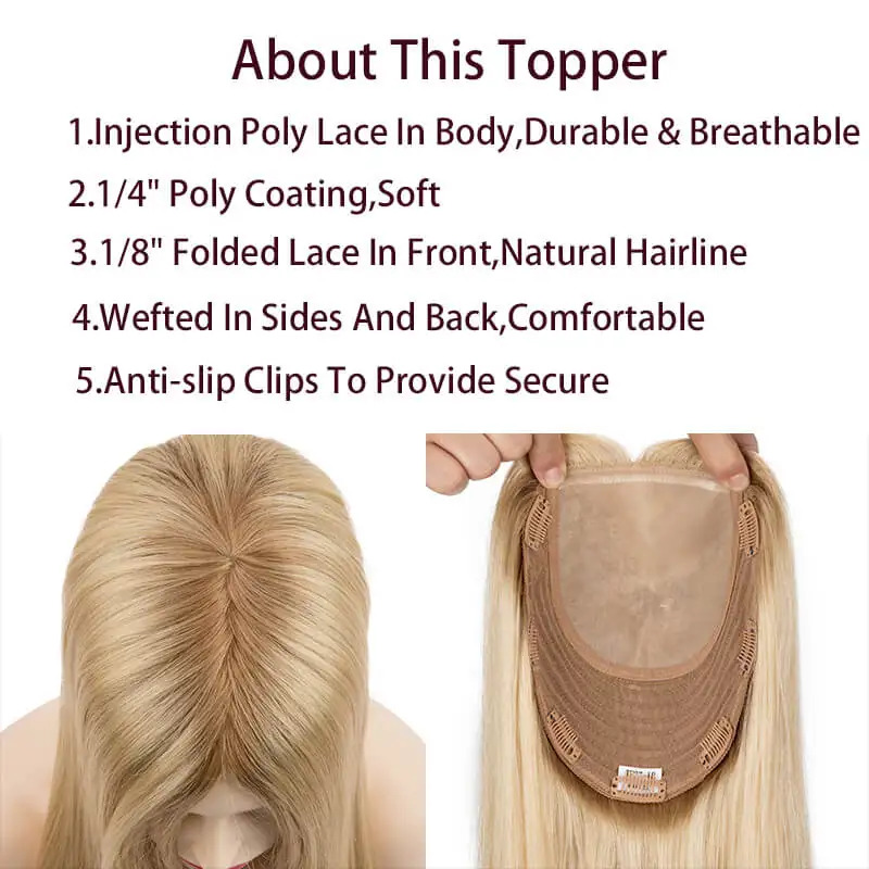 Topper per capelli ebraici da donna, 16-20 pollici, lisci, in capelli umani, con clip, extension per capelli 7x8, toupet da donna dall'aspetto naturale - immagine 3