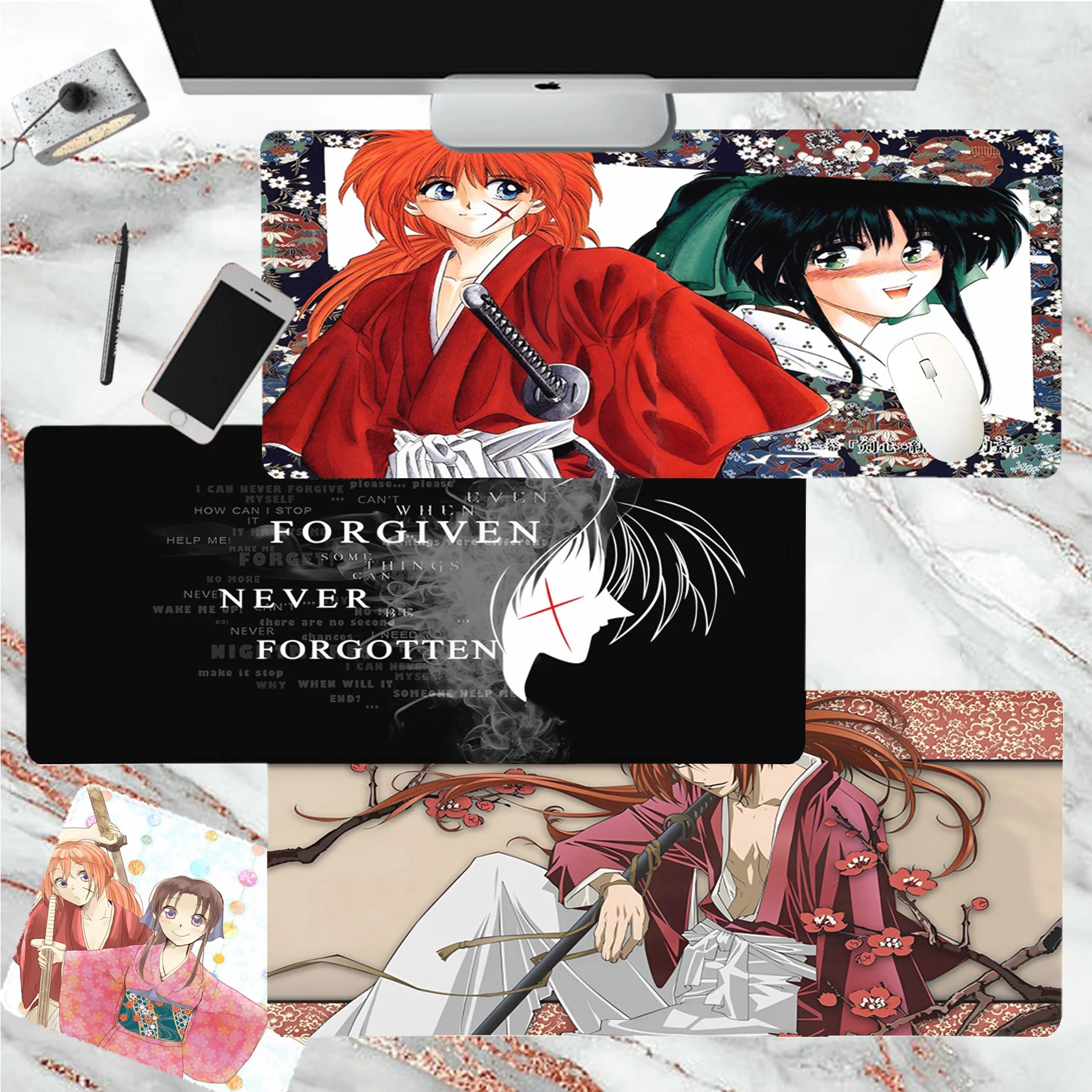 

Rurouni Kenshin Mousepad girl pad Keyboards Mat Rubber Gaming mousepad Desk Mat Size for large Edge Locking Game Keyboard Pad