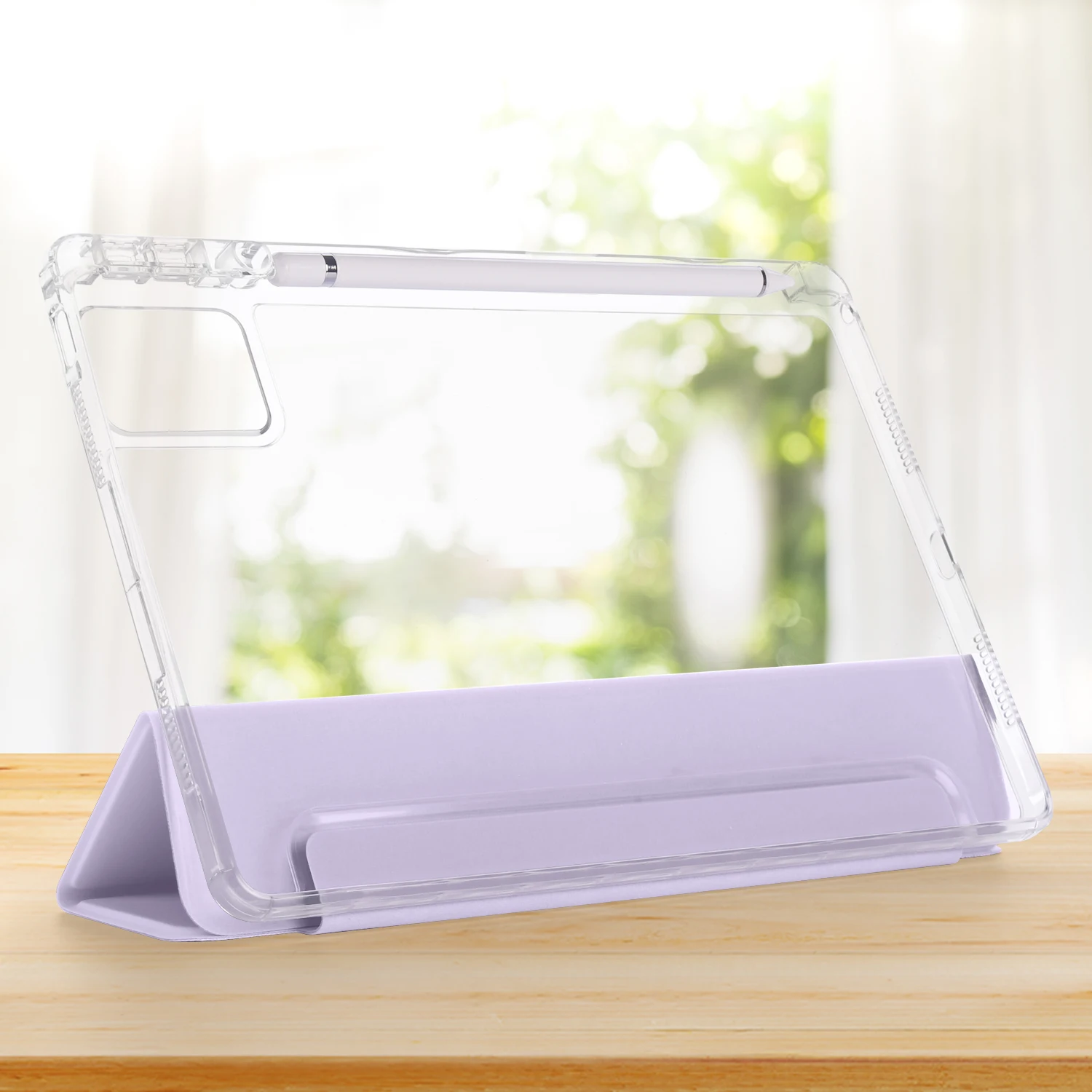 Lenovo Idea Tab 11 Plus Clear Acrylic Folding Stand Case with Pen Holder