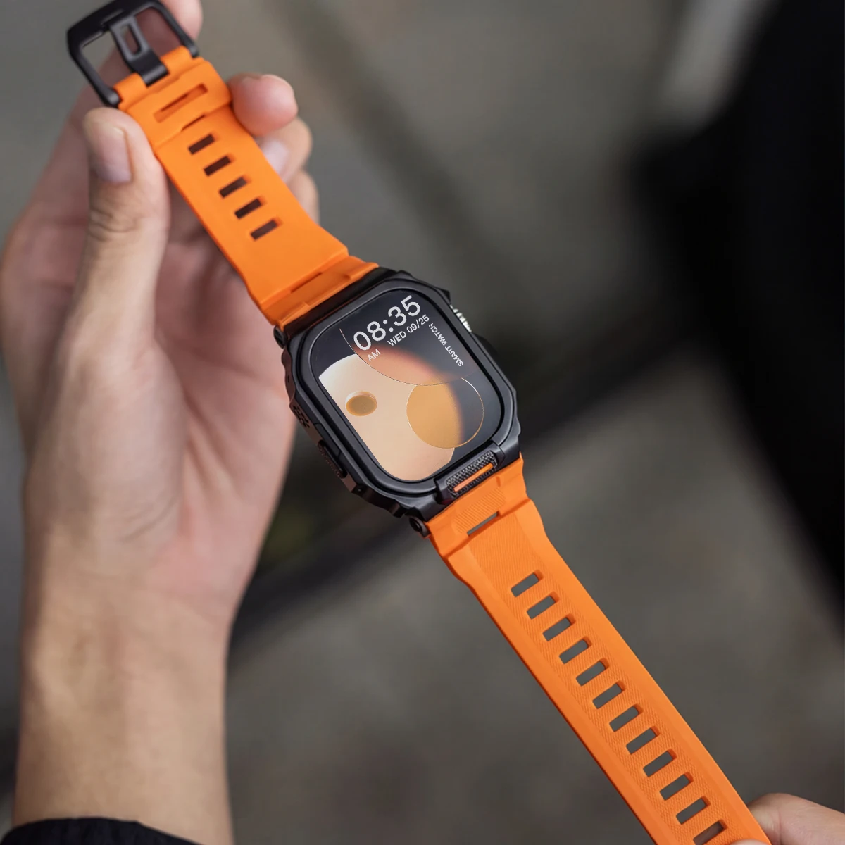 Zinc Alloy Protective Watch Band with Silicone Strap