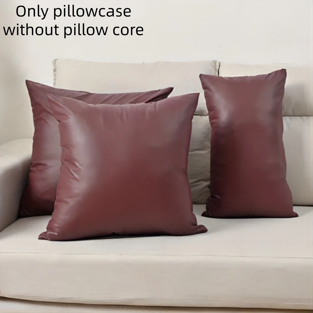 1pc PU Leder Wasserdichte Kissenbezug Einfarbig Kissenbezüge Sofa Wurf Kissen Abdeckung Fall für Schlafzimmer Wohnzimmer Wohnkultur – Detail 8