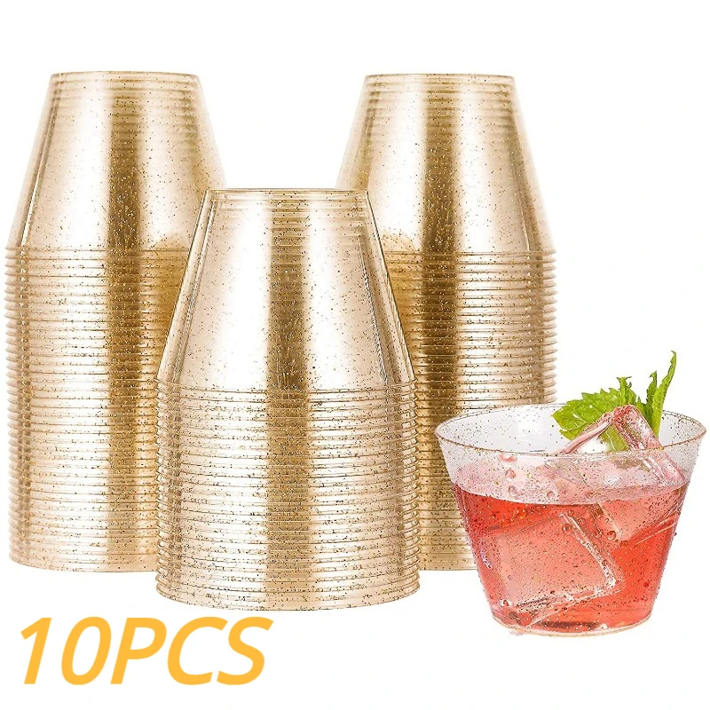 

10Pcs/set 9OZ 270ML Disposable Plastic Cups Dessert Juice Cup Birthday Party Ice Cream Cup Home Party Wedding Supplies