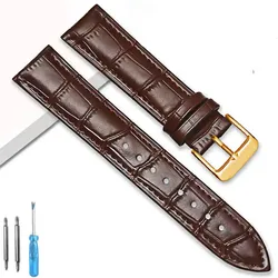 Genuine Leather Watch Strap - Elegant Universal Replacement Band - 22mm (Brown - G)