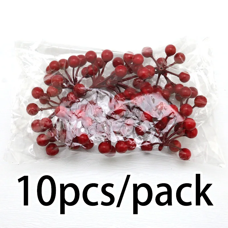 (10pcs/pack) 5.5m*6cm 11 Head Christmas Berry Bouquet Imitation Fruit Christmas Decoration Wedding Box Handmade Decorative