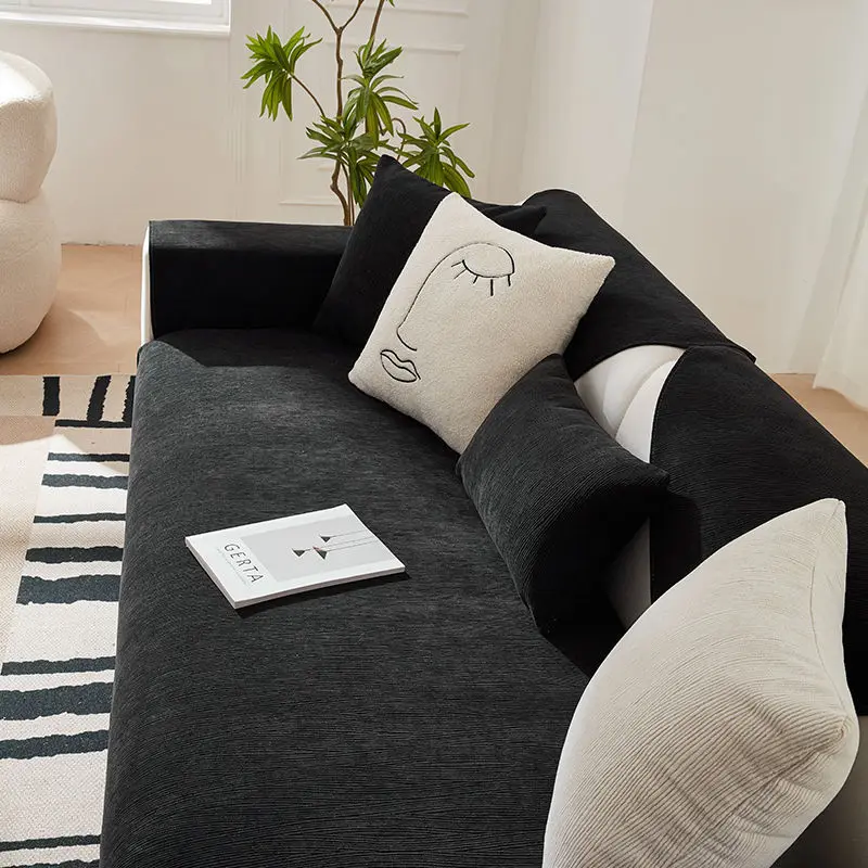 Morandi Sofa Cover Four Seasons Universal Chenille Sofa Cushion Simple Solid Colour Non-Slip Living Room Sofa Cushion Protection 4