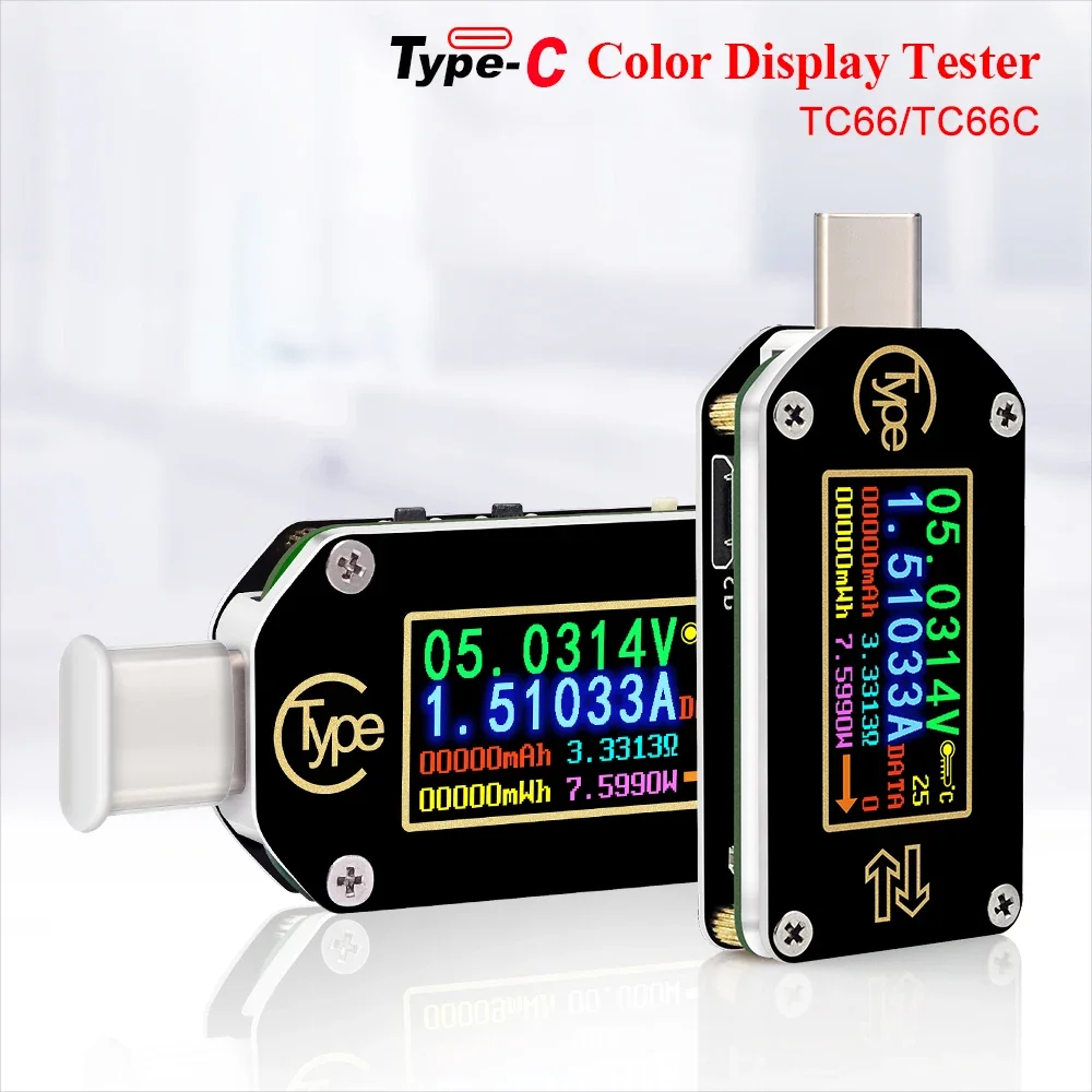 DollaTek TC66 Tester USB-C Con Display A Colori - Misuratore Di Tensione, Corrente, Capacità, Potenza, Temperatura - QC3.0, Apple, Samsung - 4