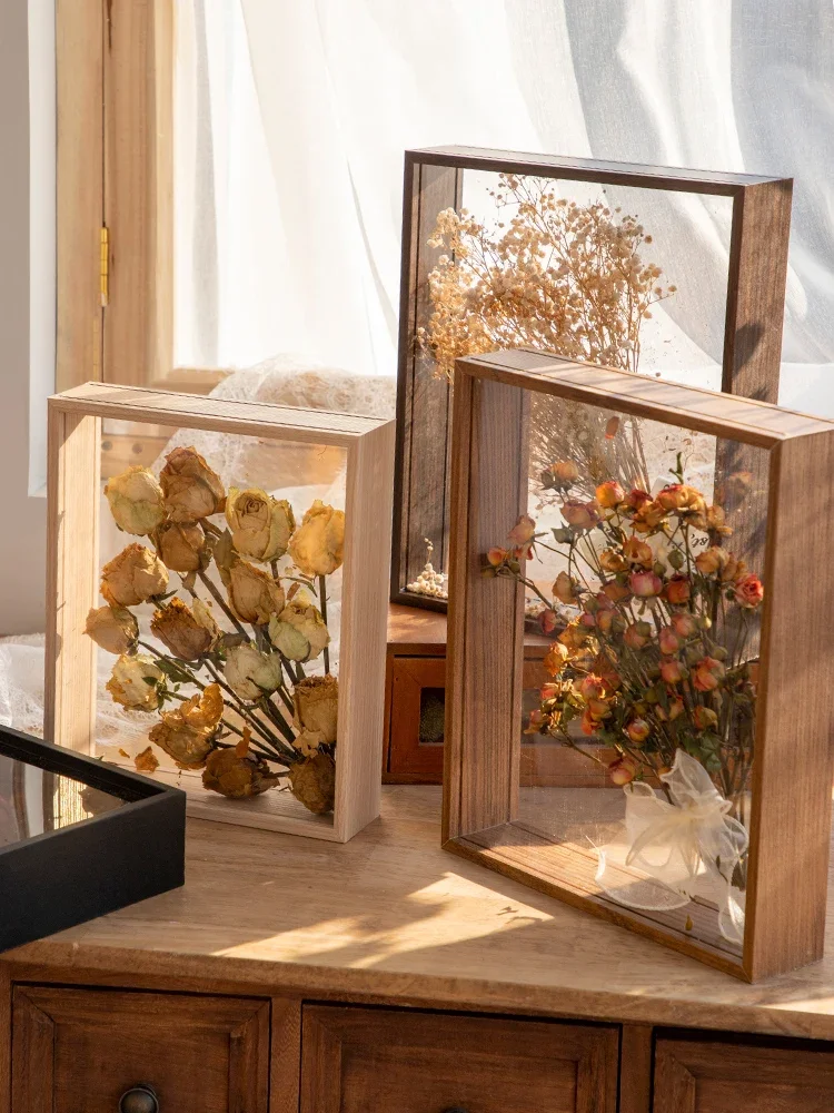 

DIY Dried Flower Photo Frame Three-Dimensional Hollow Specimen Display Frame A4 Table Double-Sided Transparent Glass Photo Frame