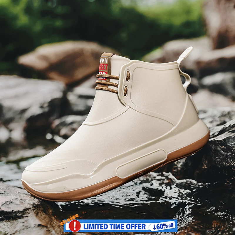 Bottes caoutchouc cheville homme femme pluie imperméables pêche travail jardin cuisine mode anti-dérapage