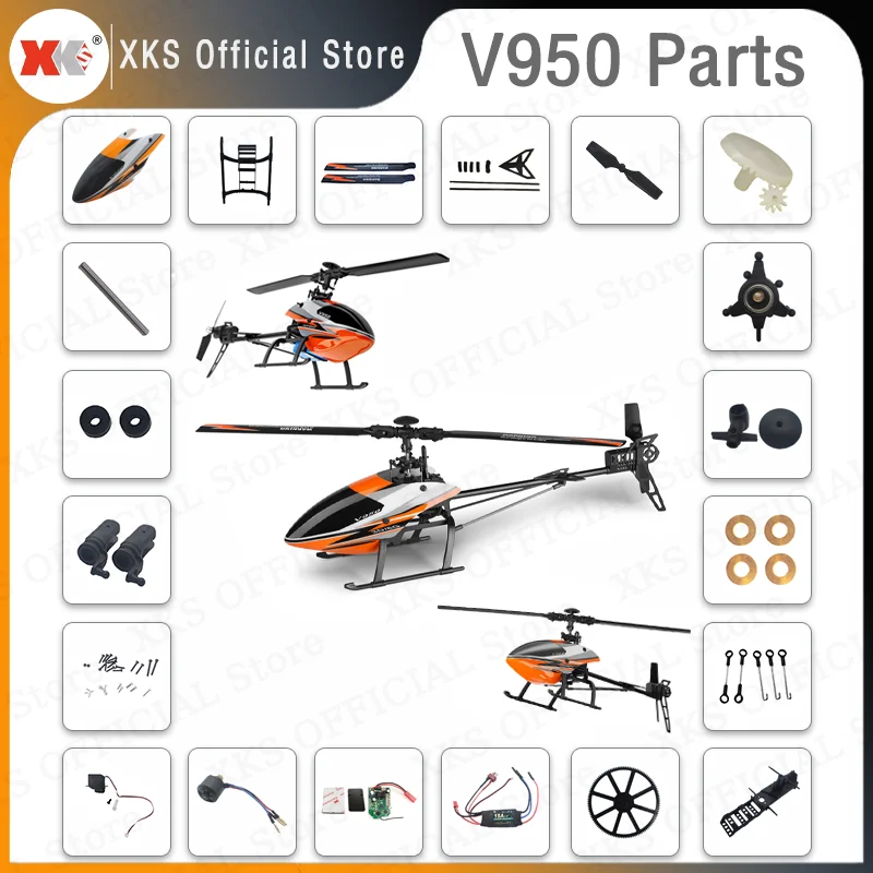 XKS V950 RC Helicopter Parts ESC Blade Axis Recvier Servo Shaft
