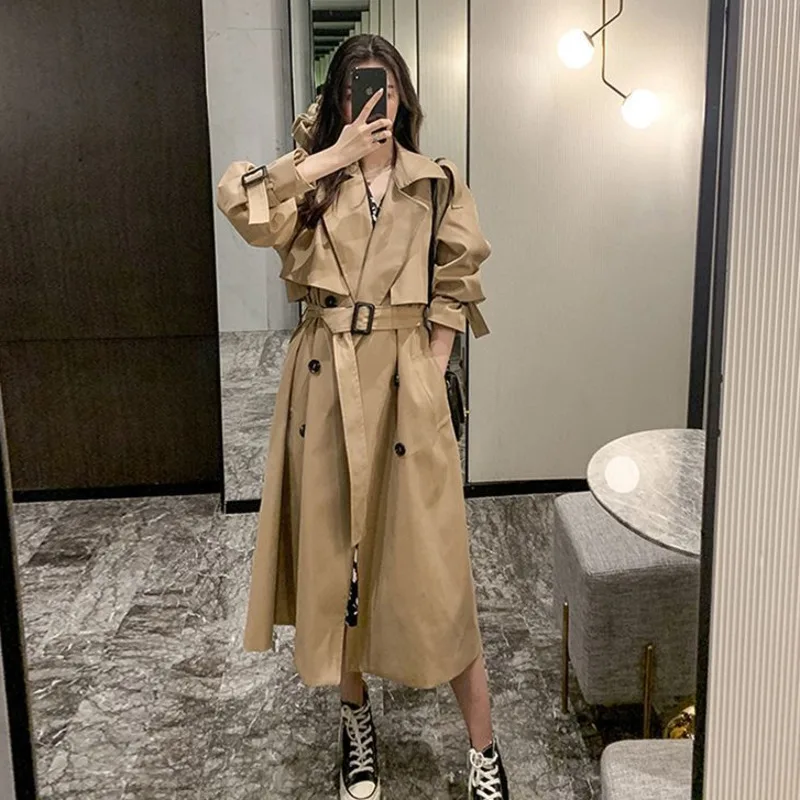 

Women's Windbreaker Autumn Winter New Popular Medium Long Korean Fashion Women Trench Coats Loose Overknee British Style Clothes