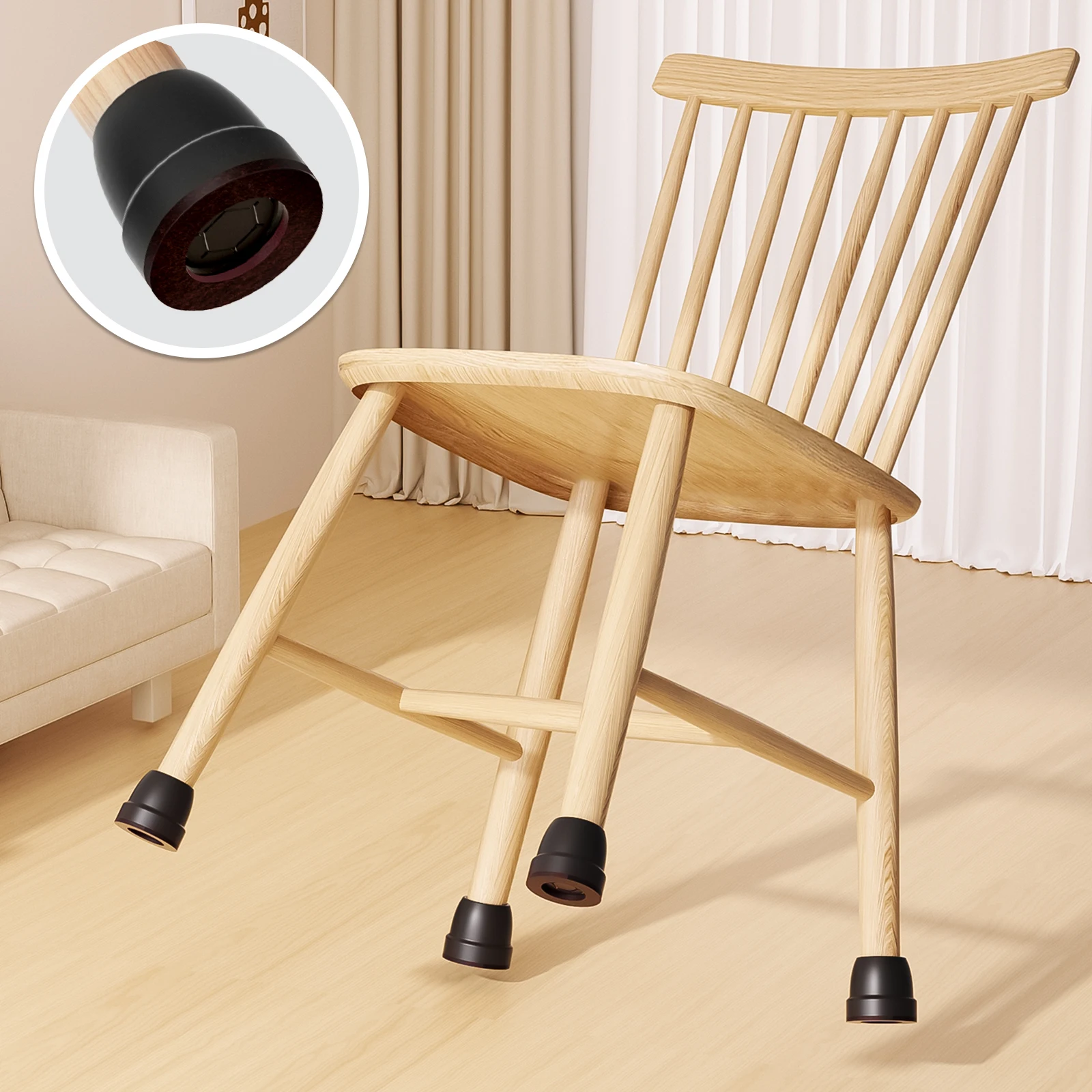 Silicone Chair Leg Caps 16PCS For Hardwood Floors Non-Slip Thicken Felt Furniture Feet Protectors Pad Reduce Noise Scratches