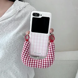 Cute Fresh Candy Colored Striped Soft Rope Portable Phone Case Back Cover - Samsung Z Flip 5 (A)