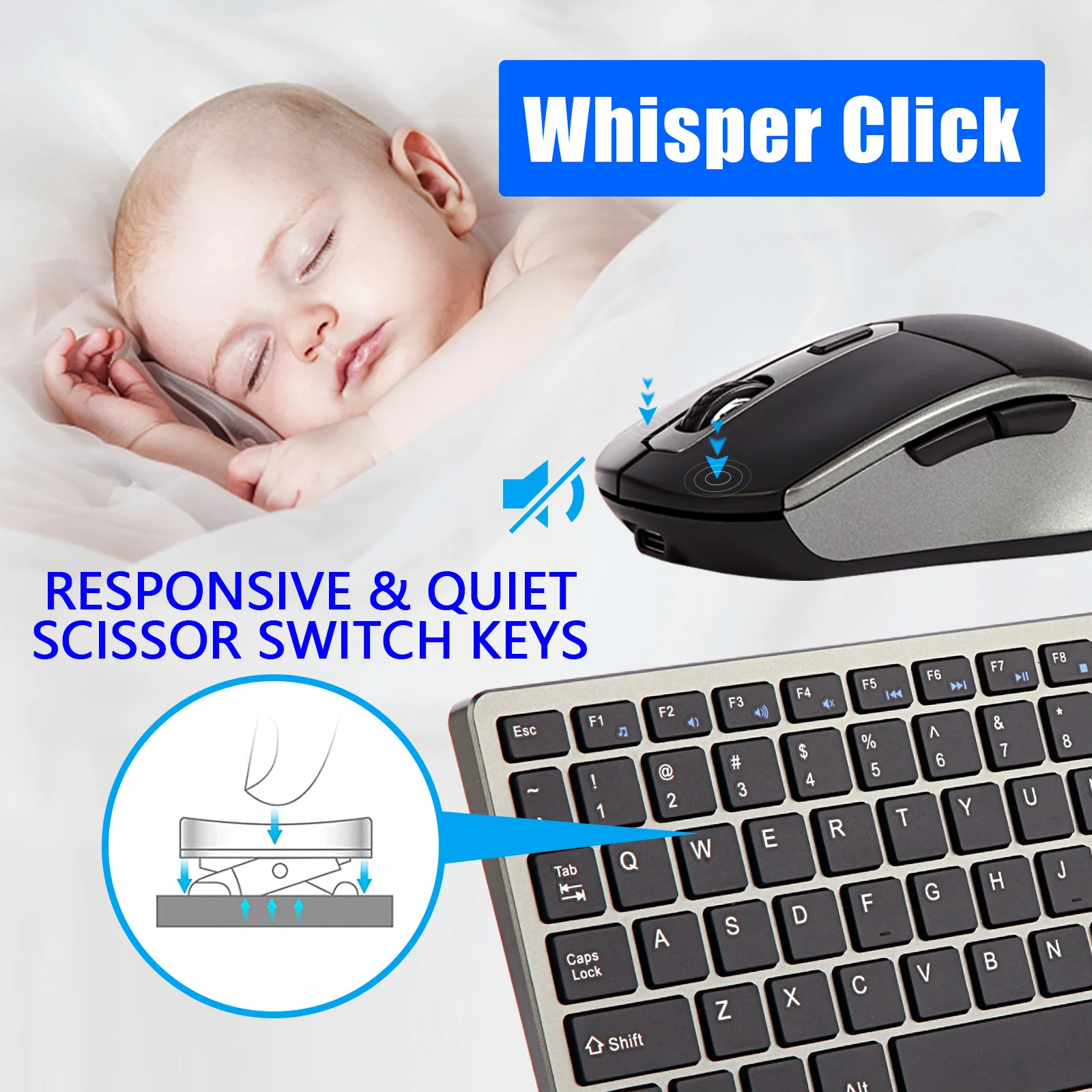 Teclado sem Fio Recarregável Teclado de Computador Silencioso Slim Russo Hebraico Coreano Eua Inglês 2.4g Usb Apto para Laptop pc Mac - Imagem 6