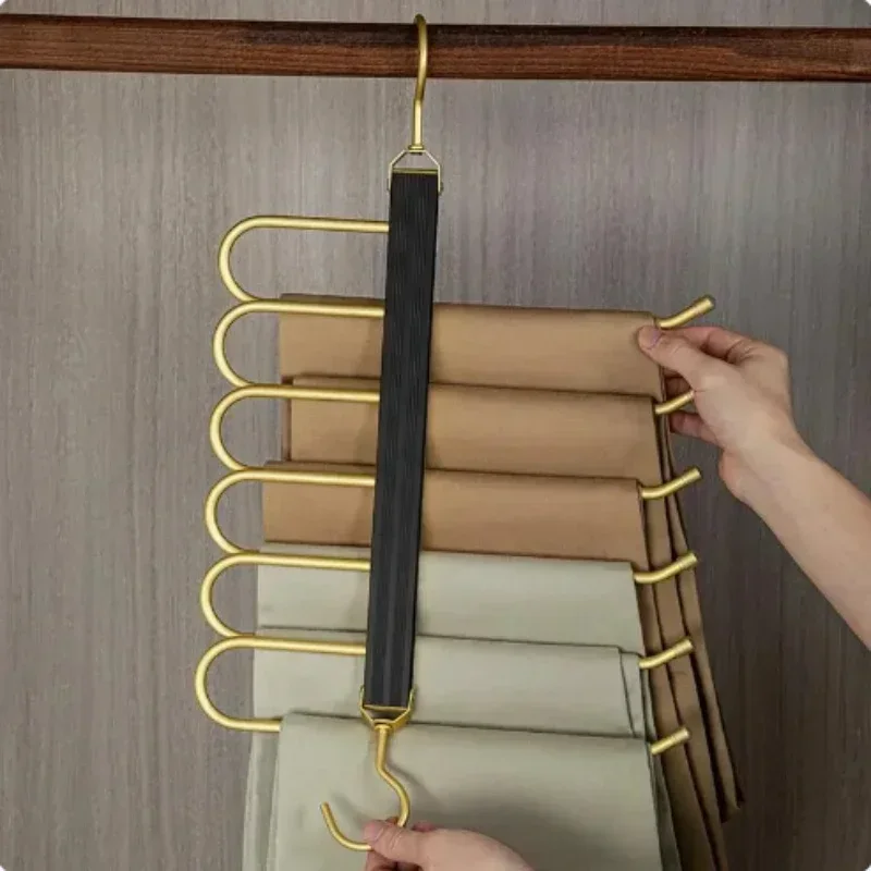 Appendiabiti Salvaspazio Per Pantaloni 5 Strati – Multiuso In Metallo, Oro, Ruota 360°